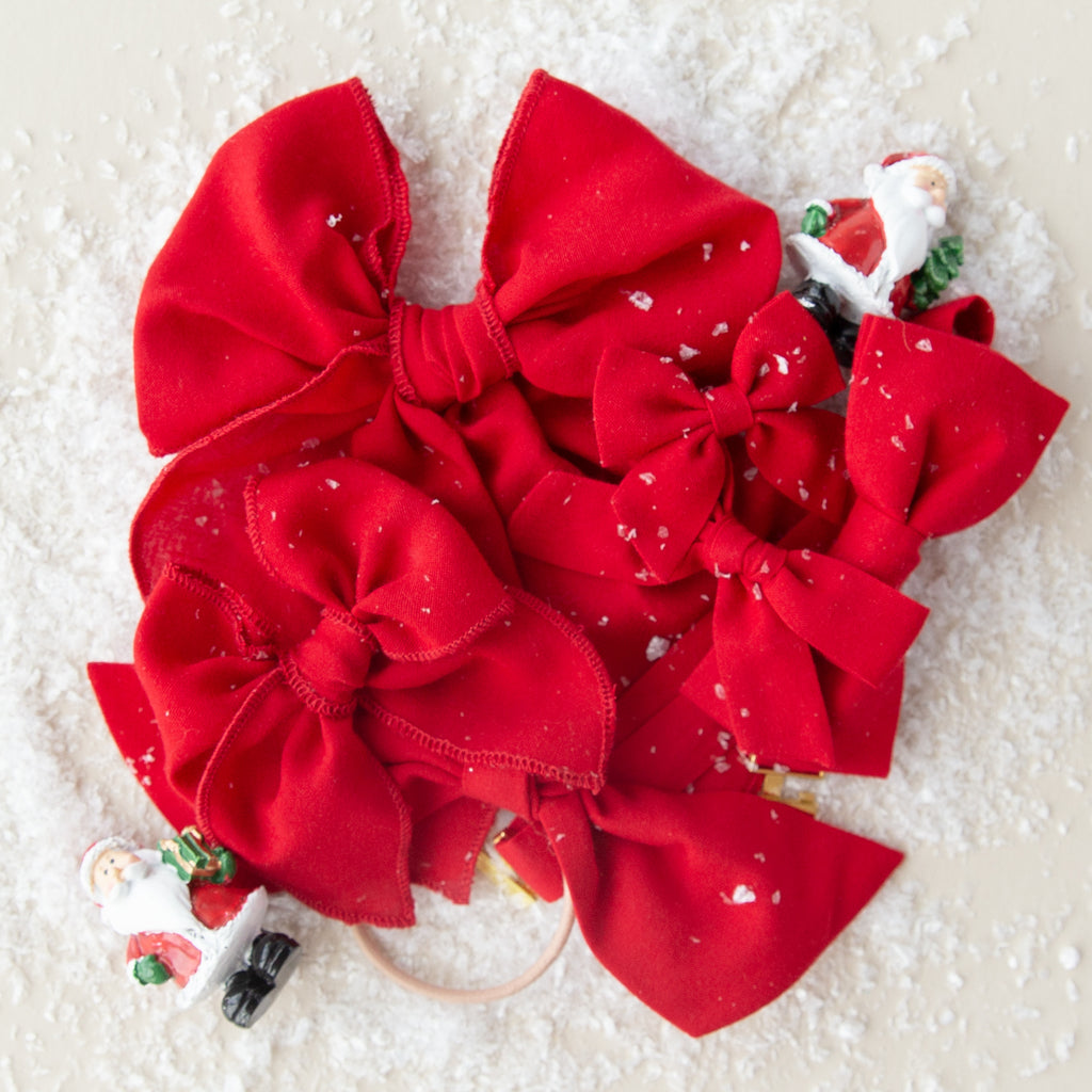Red Christmas Hair Bow —